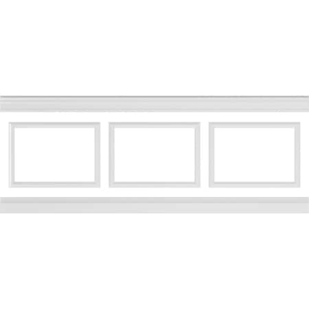 Ekena Millwork 94 1/2"L (Adjustable 36"H to 40"H) Ashford Square Panel Traditional Wainscot Paneling Kit WPKUSQ091P036